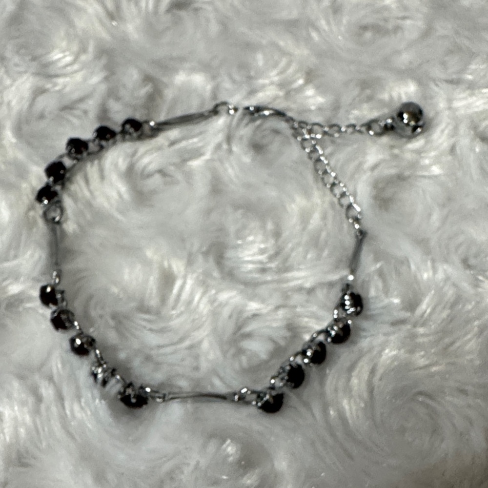 Elegant Silver and Black Beaded Bracelet